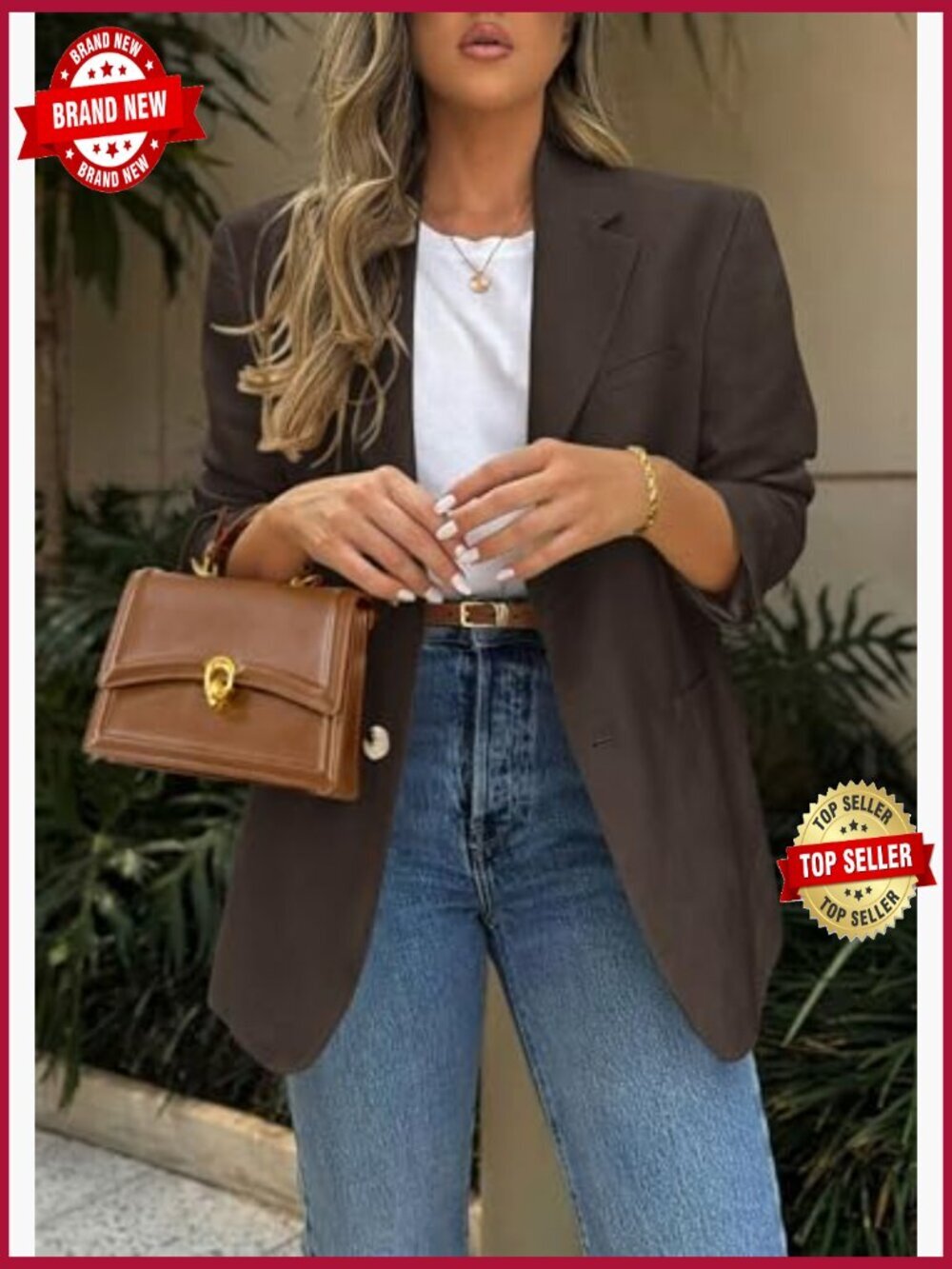 Women's Long Sleeve Notch Lapel Blazer with Pockets - Picture 4 of 7